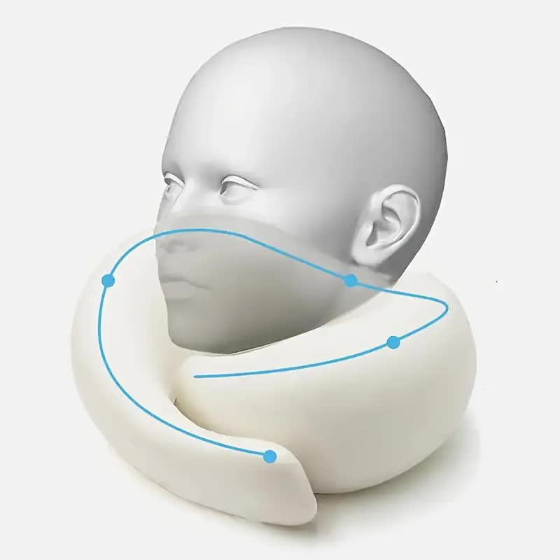 Portable Travel Neck Pillow, Memory Foam U-shaped Neck Support, Adjustable Snail Style Soft Sleep Pillows for Noon Break