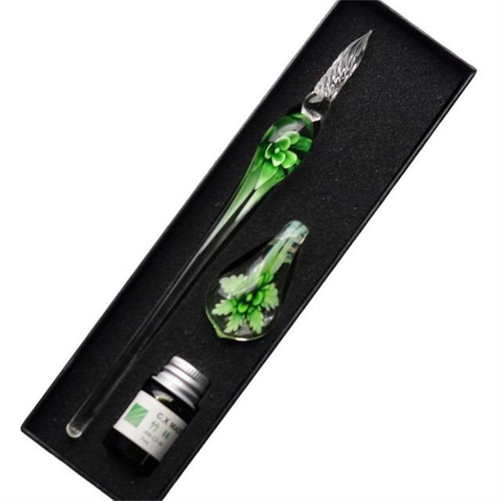 Vintage Signature Floral Dip Pen, DIY Craft Fountain Pen, Smooth Glass Writing Tool for Calligraphy