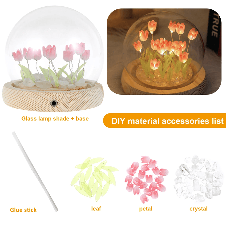 Tulip Night Light DIY Flower Table Lamp for Cozy Bedroom Decor