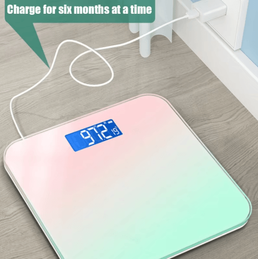 Gradient Glass Digital Weight Scale with Intelligent LCD Display