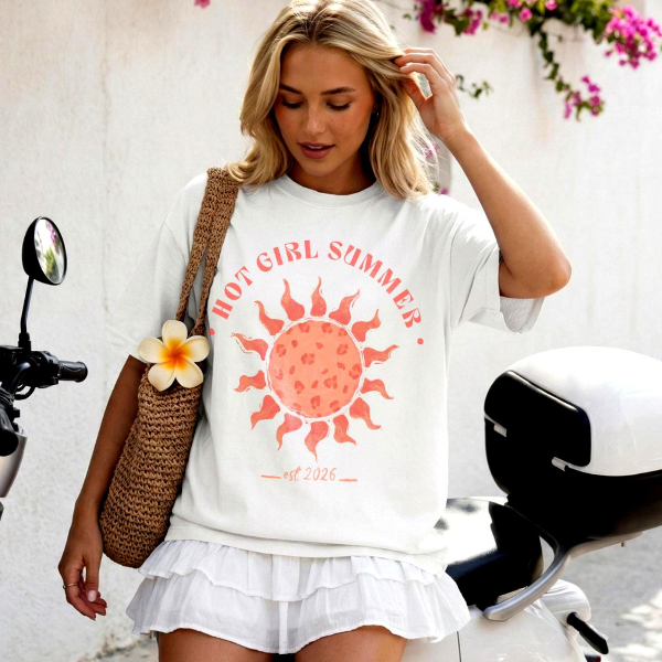 Hot Girl Summer Shirt Trendy Sunshine Graphic Tee Cute Beach Vibes Outfit