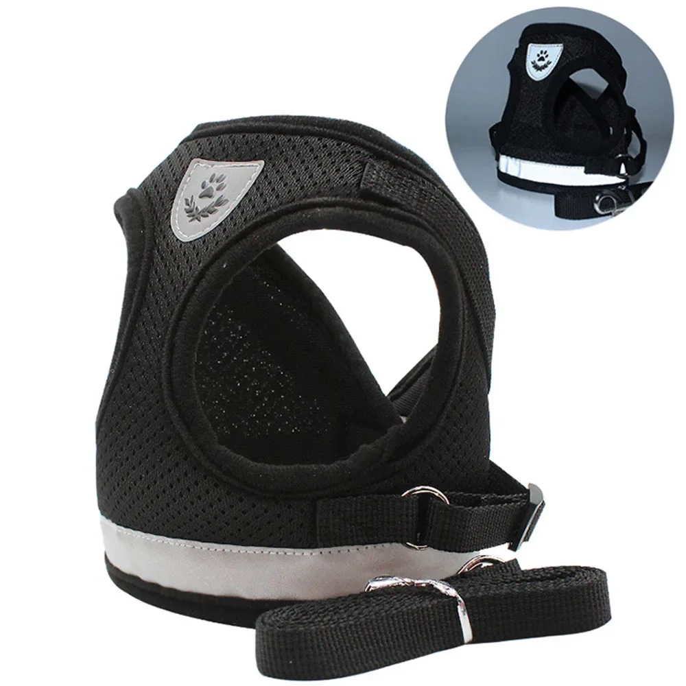 Reflective Adjustable Cat Harness Leash Set Mesh Vest Escape Proof Puppy Dog Collar