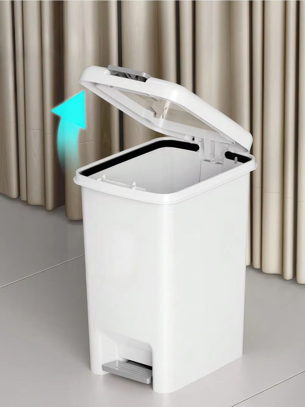 Plastic Foot Pedal Trash Can – Hands-Free Bathroom & Kitchen Waste Bin