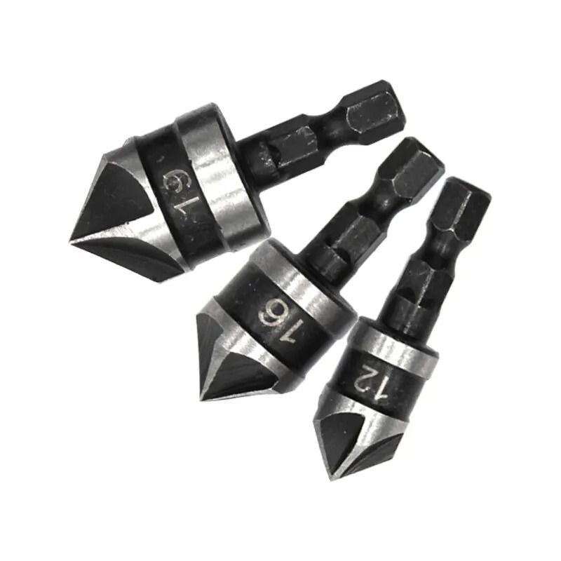 3 Piece Hexagonal Shank Countersink Drill Bit Set