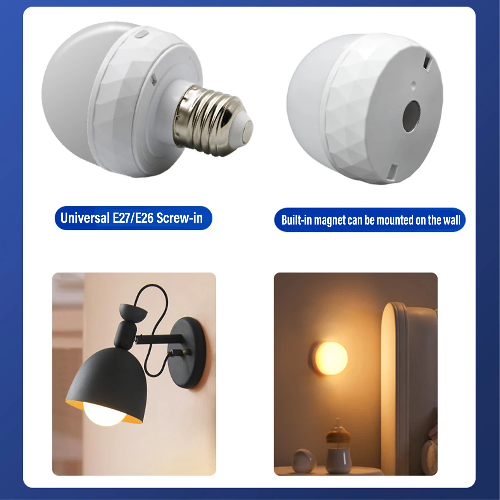 5W Rechargeable LED Lights, Battery Powered Bulbs, USB Fast Charging Timer, Detachable Base Magnetic