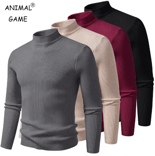 Mens Mock Neck Pullover Sweater High Neck Long Sleeve Winter Casual Knit