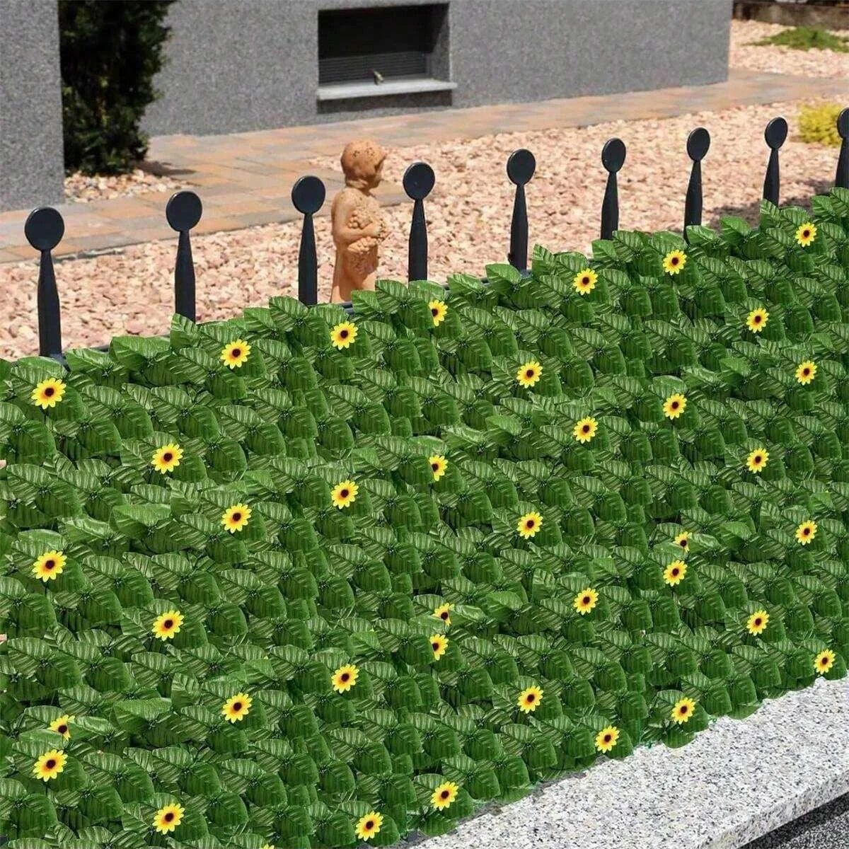 Artificial Ivy Fence with Sunflower Privacy Screen