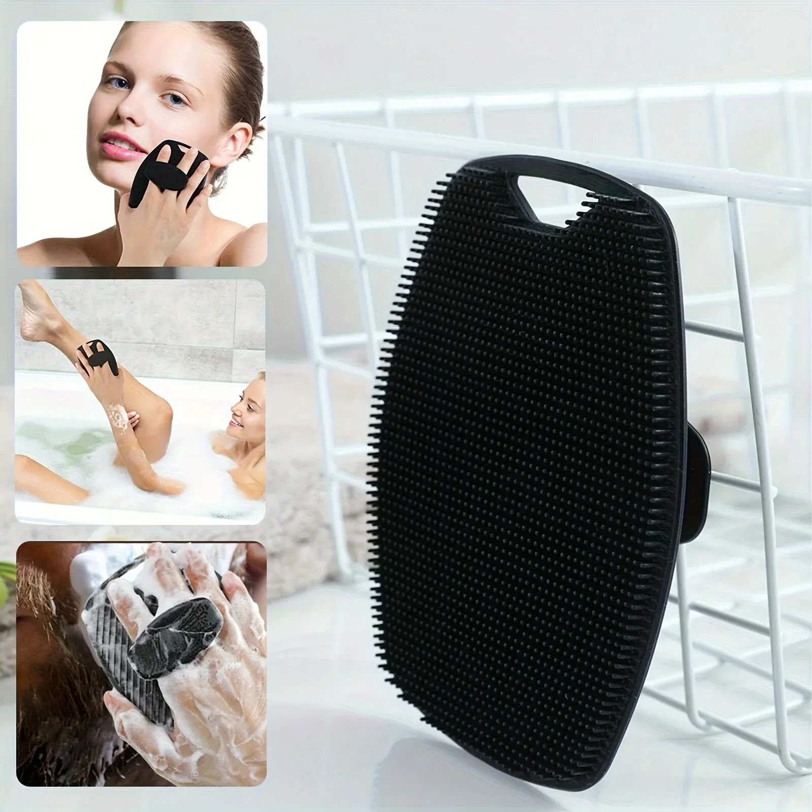 Exfoliating Silicone Bath Brush Wall Mounted Cleaning Body and Face Wash Brush
