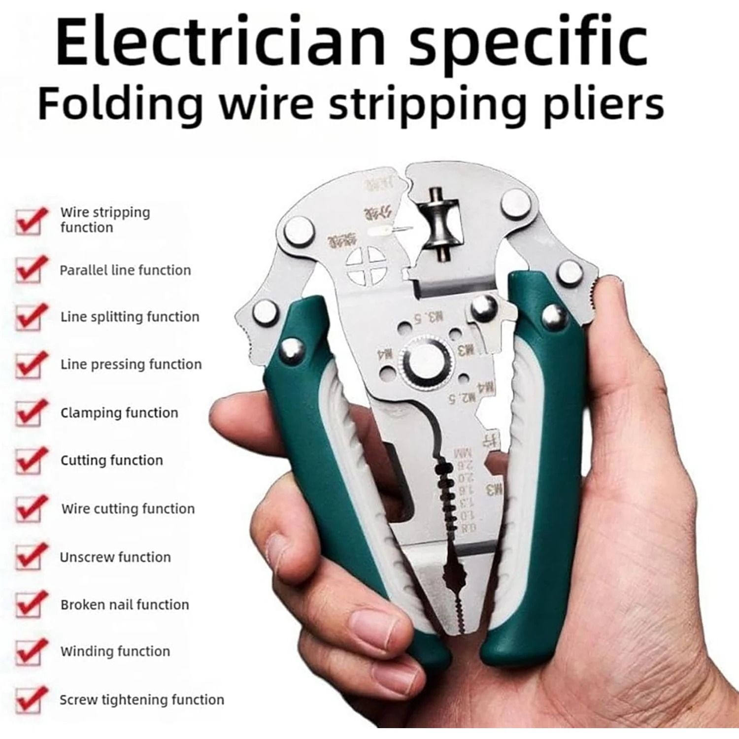 Foldable 18 in 1 Wire Stripping and Crimping Pliers