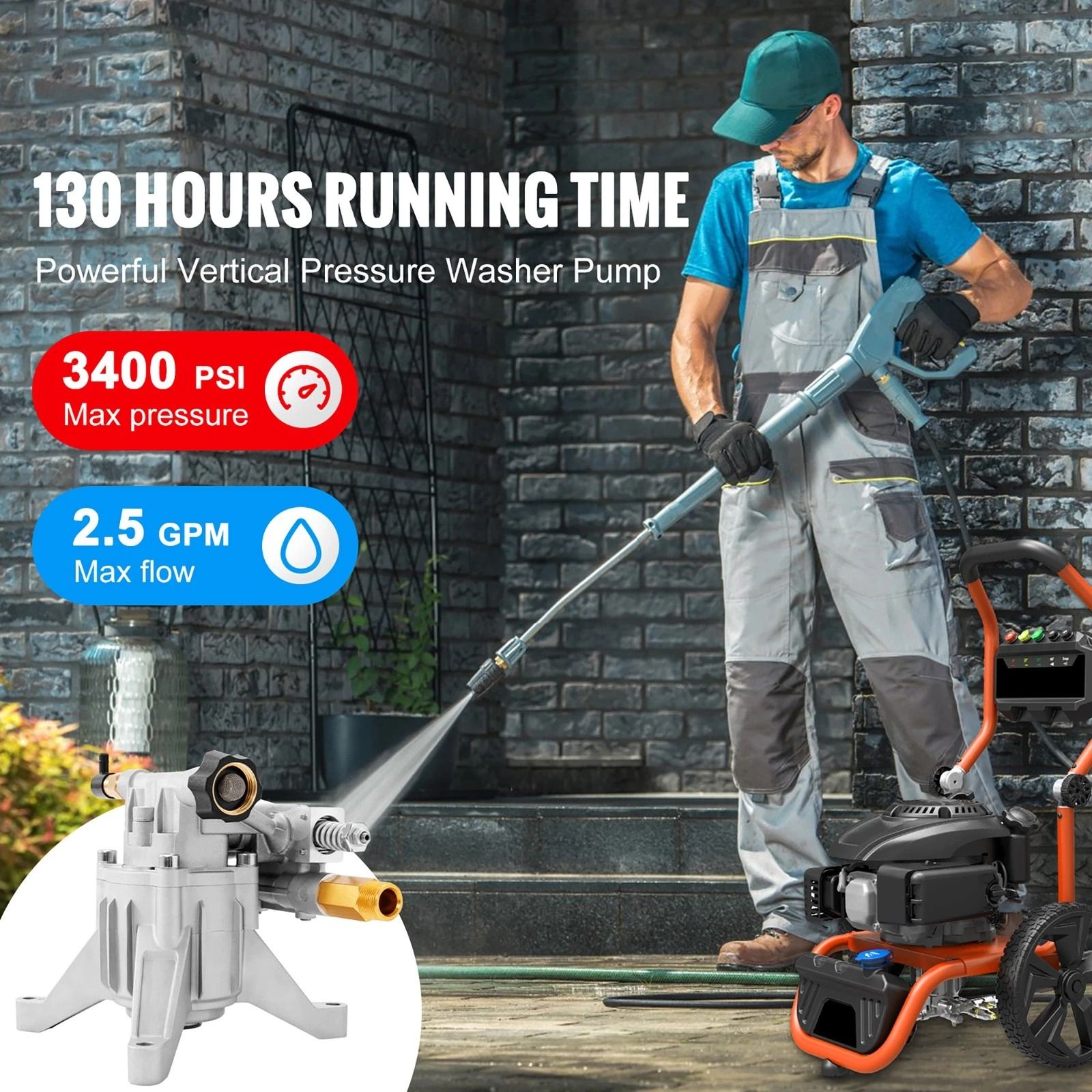 Pressure Washer Pump PSI Power Washer Replacement Shaft GPM