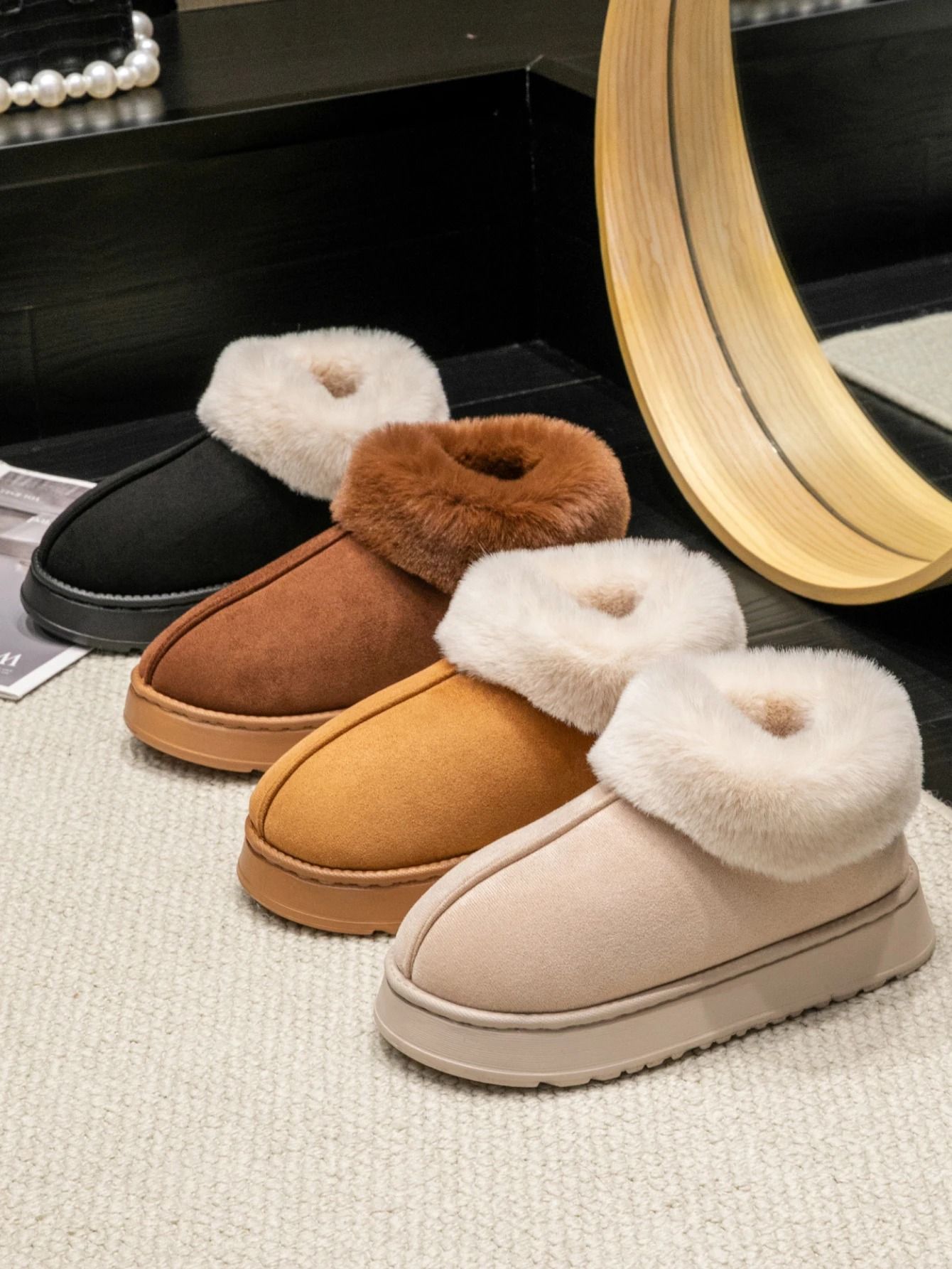 Comfortable Plush Faux Fur Winter Snow Boots