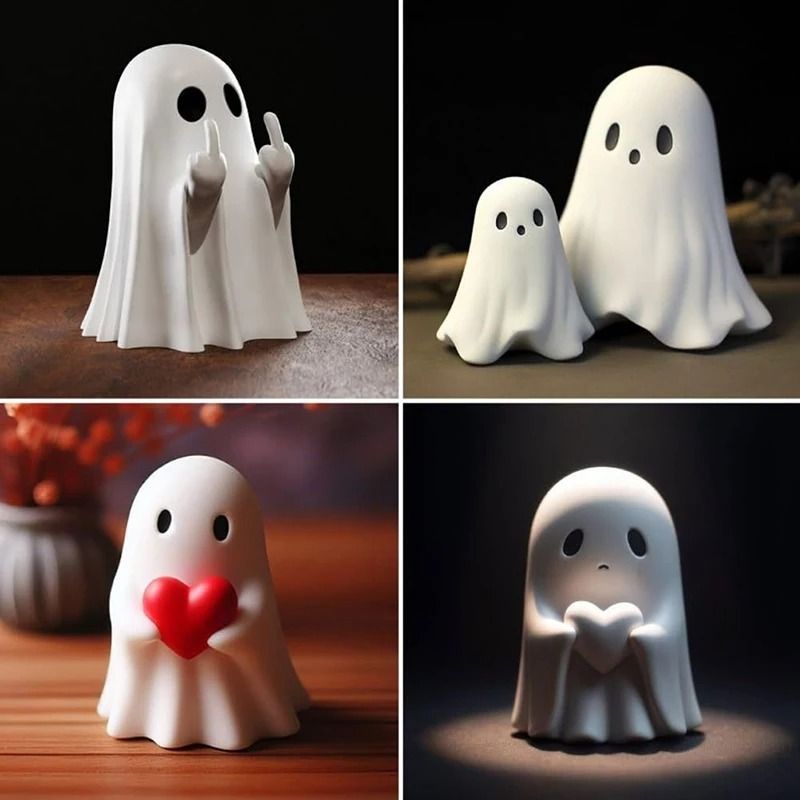 Rebel Spirit Ghost Figurine – Sassy Halloween Tabletop Decor