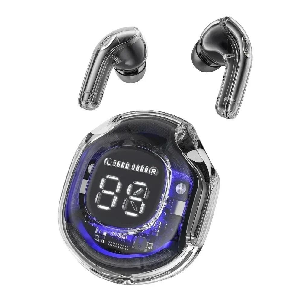 Transparent Bluetooth Earbuds with LED Display