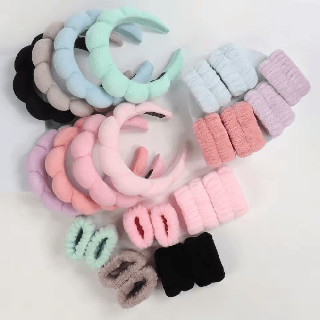 GlowSpa Microfiber Spa Headband And Wrist Wash Set