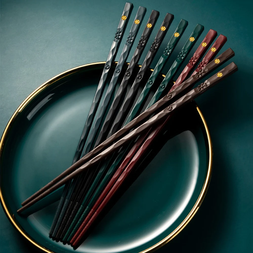 Food Grade Bamboo Shape Reusable Chinese Chopsticks Alloy Sushi Sticks Non Slip Dishwasher Safe