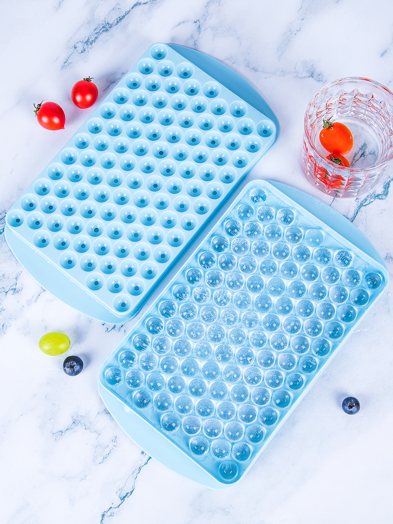 Stackable Silicone Ice Cube Trays with Lids Easy Release Food Grade Freezer Mold