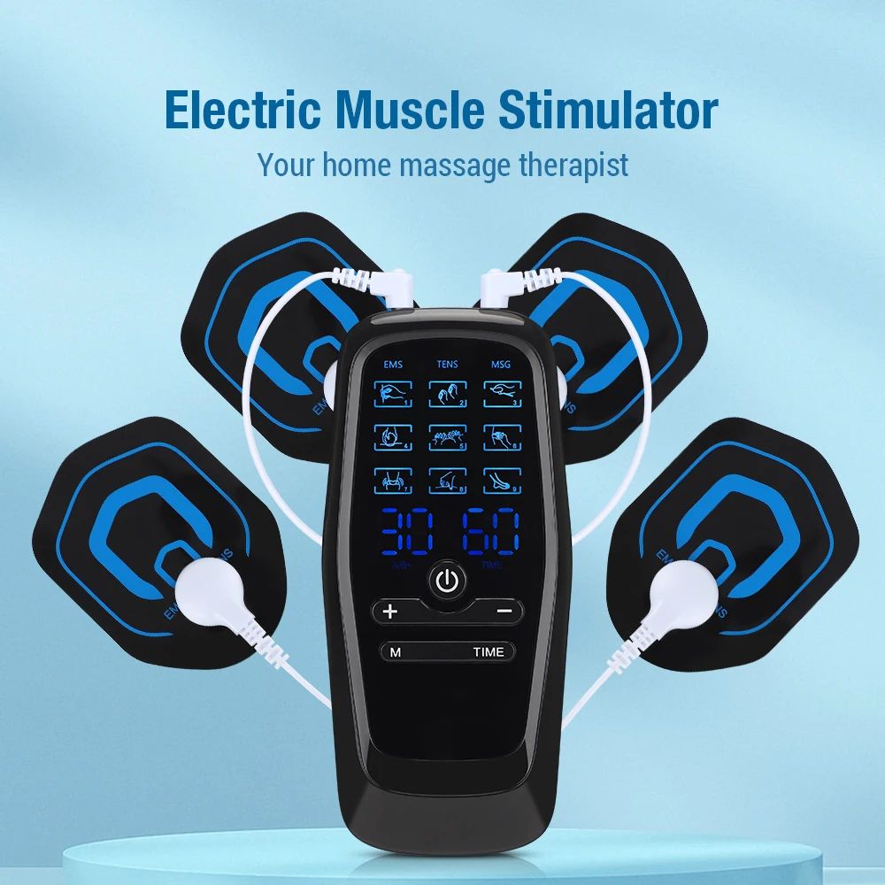 EMS Muscle Stimulator TENS Body Massager Electric Therapy Device with Pads