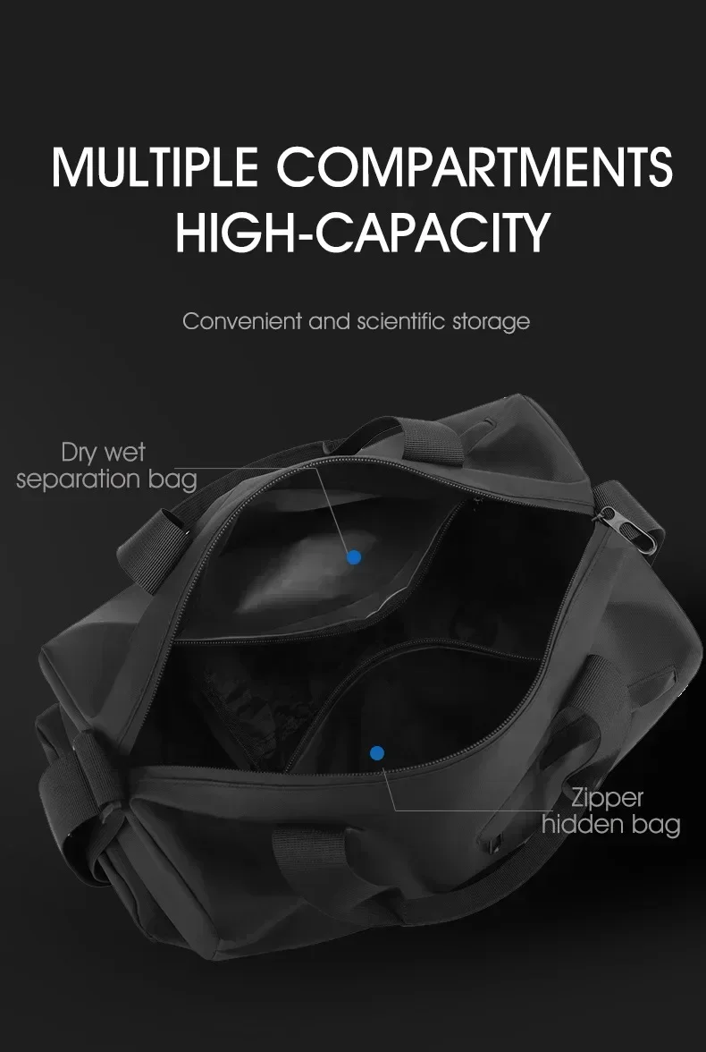 Large Capacity Oxford Zipper Travel Bags, Waterproof Sports Duffel, Thick Fabric Fitness Luggage for Gym or Trips