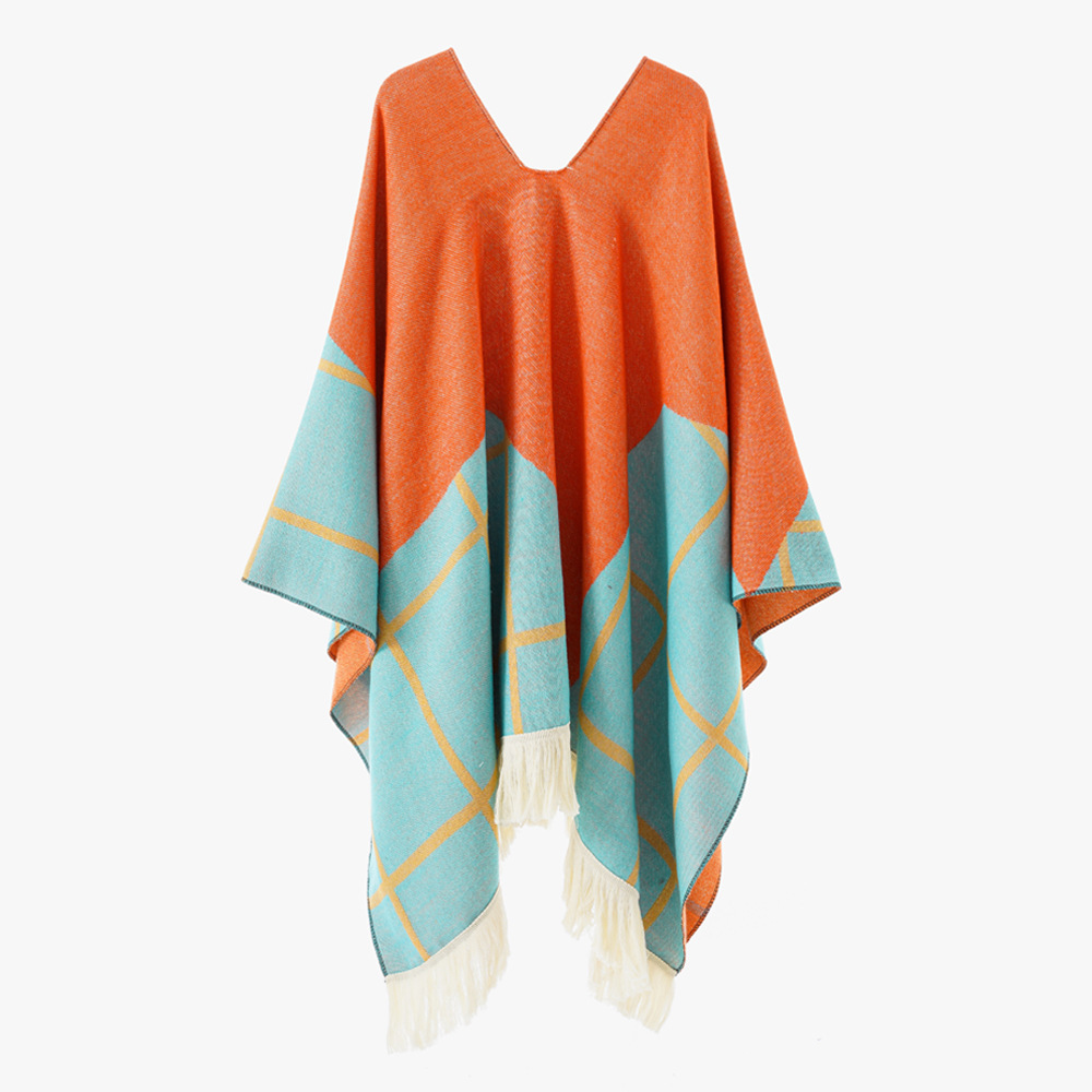 Unisex Cool Fashion Cowboy West Style Pullover Cape, Soft Acrylic Cashmere Poncho, Long Wrap Cloak Overcoat, All Season