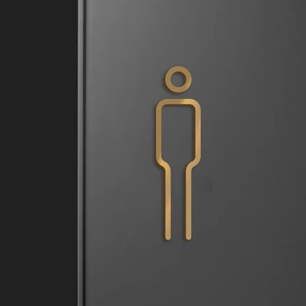 Architectural Brass Toilet Signage | High-Fidelity Male & Female Door Labels with Professional Gold Finish
