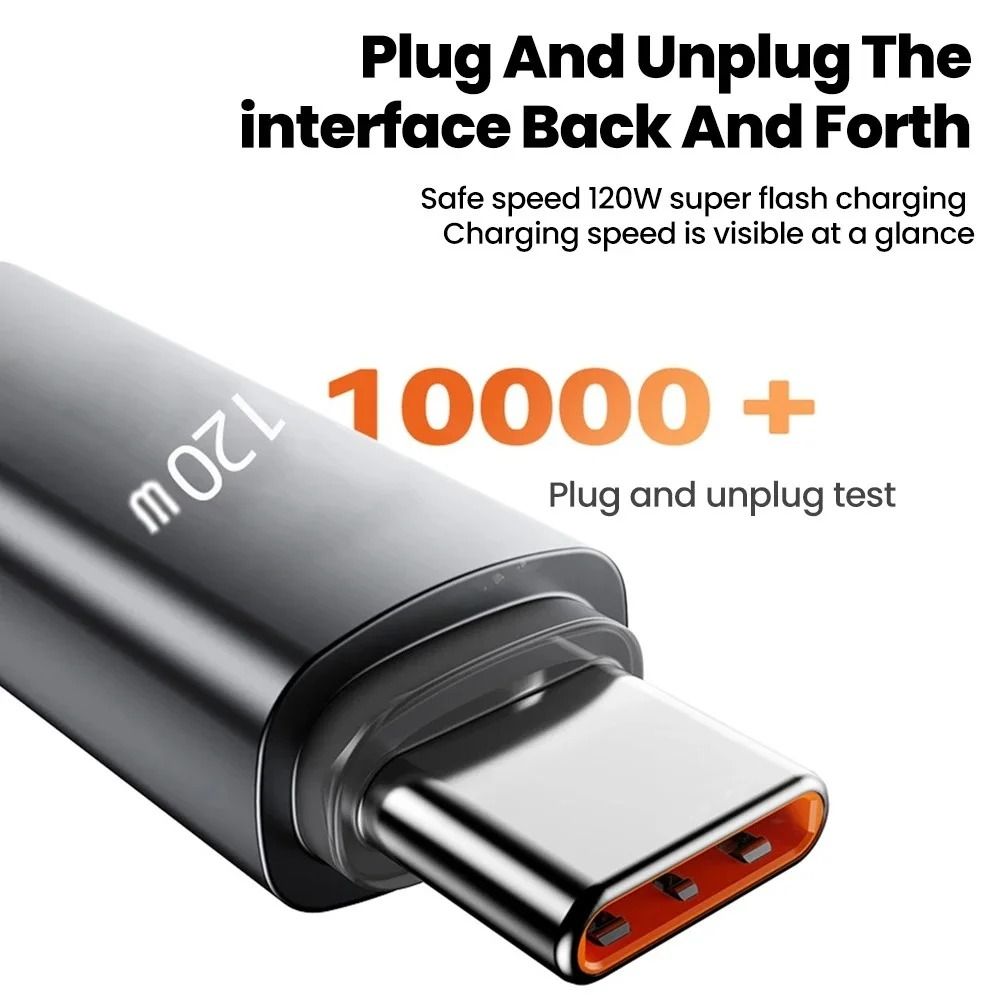 120W 6A Spring Retractable USB C Fast Charging Cable