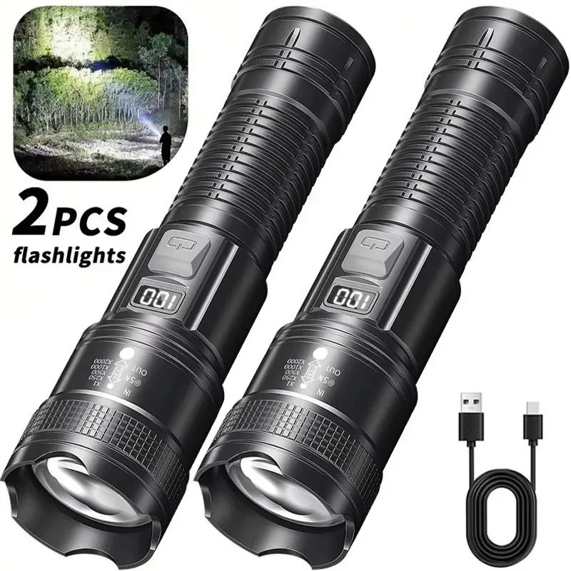PowerBeam Tactical LED Flashlight with Digital Display & USB Recharge