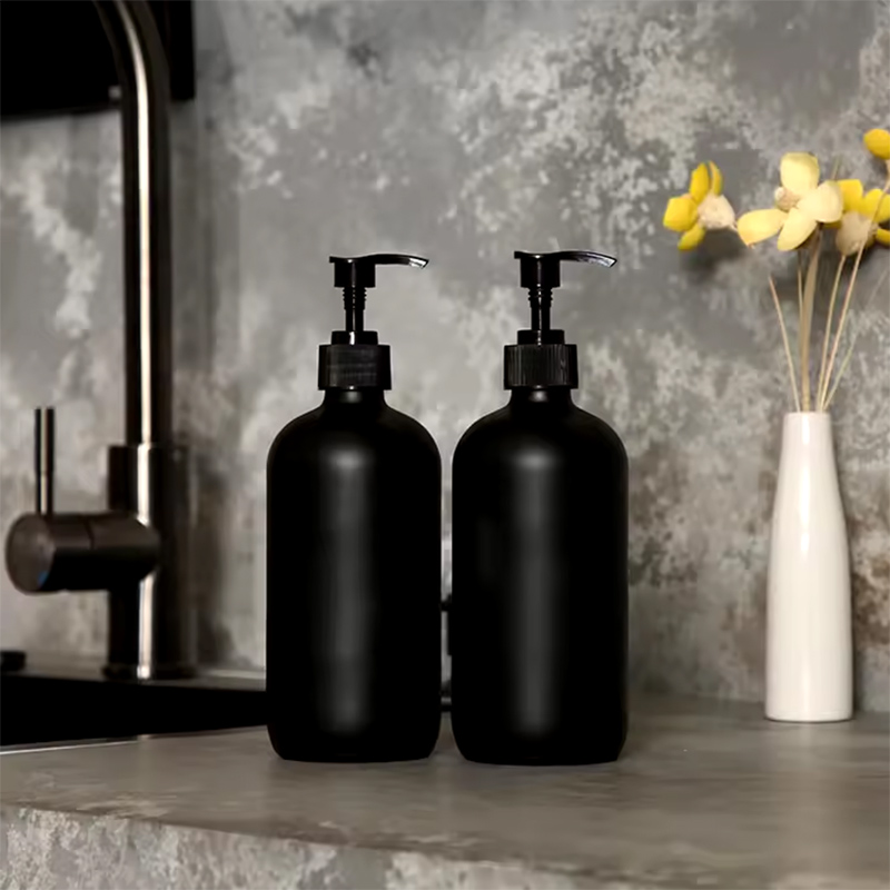 Matte Black Liquid Soap Dispenser Refillable Shampoo, Conditioner, and Body Lotion Container for Bathroom or Hotel Use