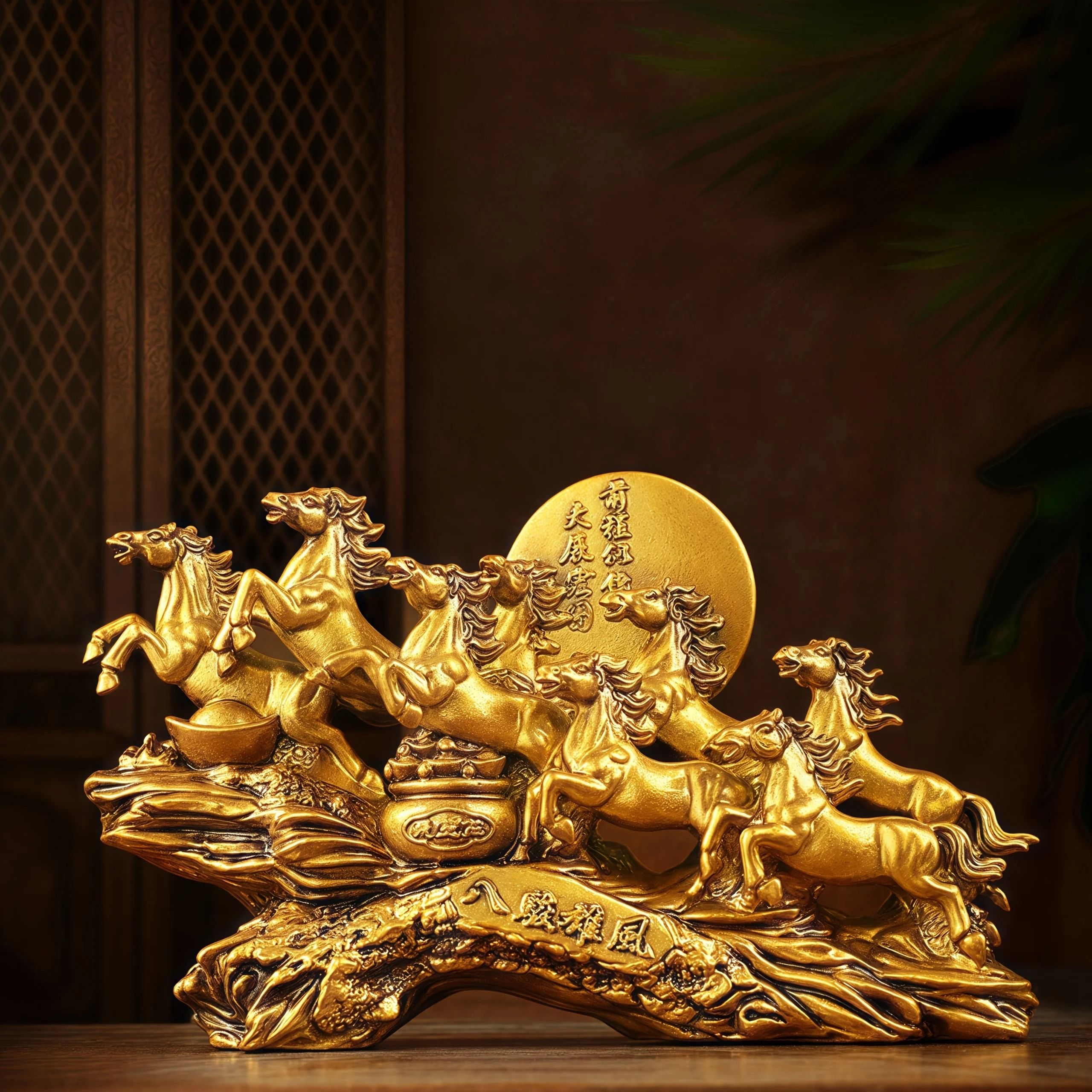 Eight Horses Success Sculpture – High-Definition Modern Feng Shui Decor