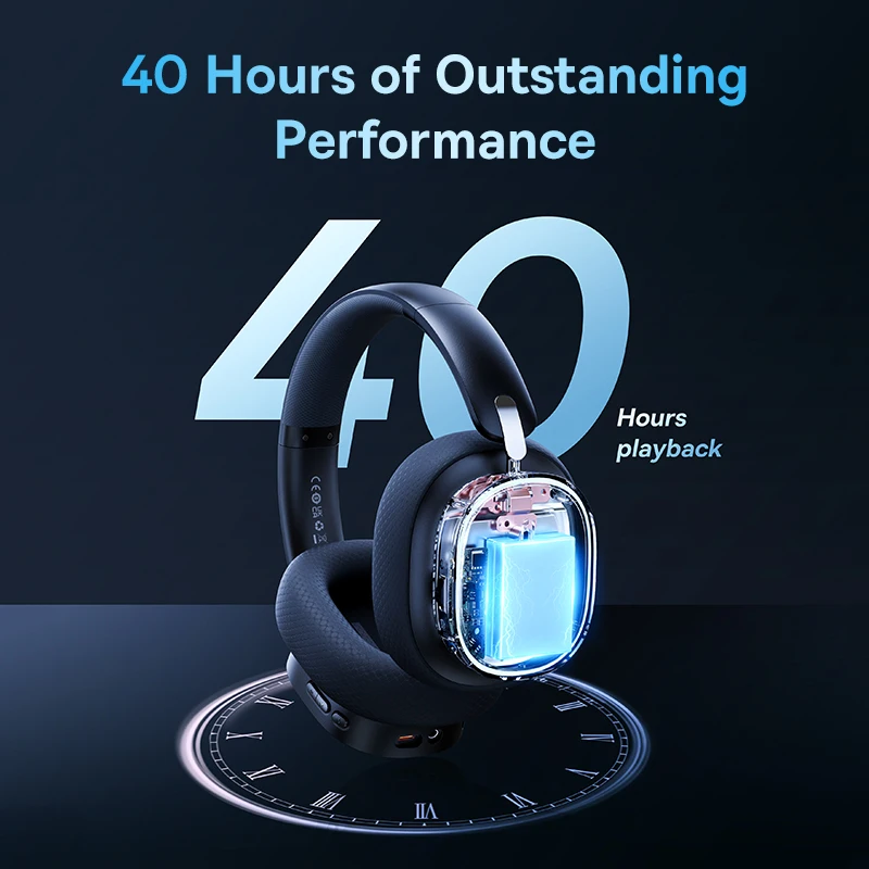 Over Ear Headphones Bluetooth 5.3, Baseus GH02 Gaming Wireless Headphone with Mic, 2.4G Wireless Cable RGB Headsets