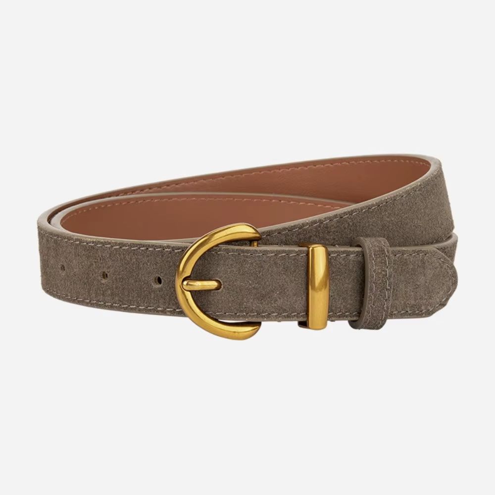 Genuine Leather Suede Women's Belt with Alloy Pin Buckle Retro Luxury Design