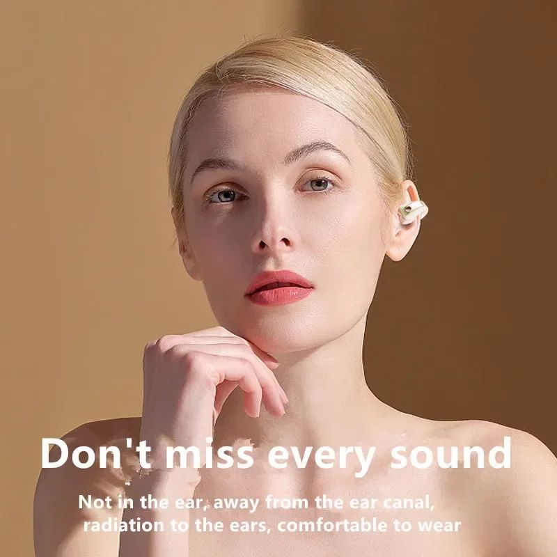 Wireless Bone Conduction Ear Clip Headphones – Bluetooth 5.3 Open-Ear Sport Earbuds with Mic