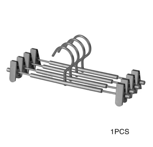 Aluminum Alloy Pants Hanger with Clips Non Slip Stretchable Trouser and Skirt Organizer