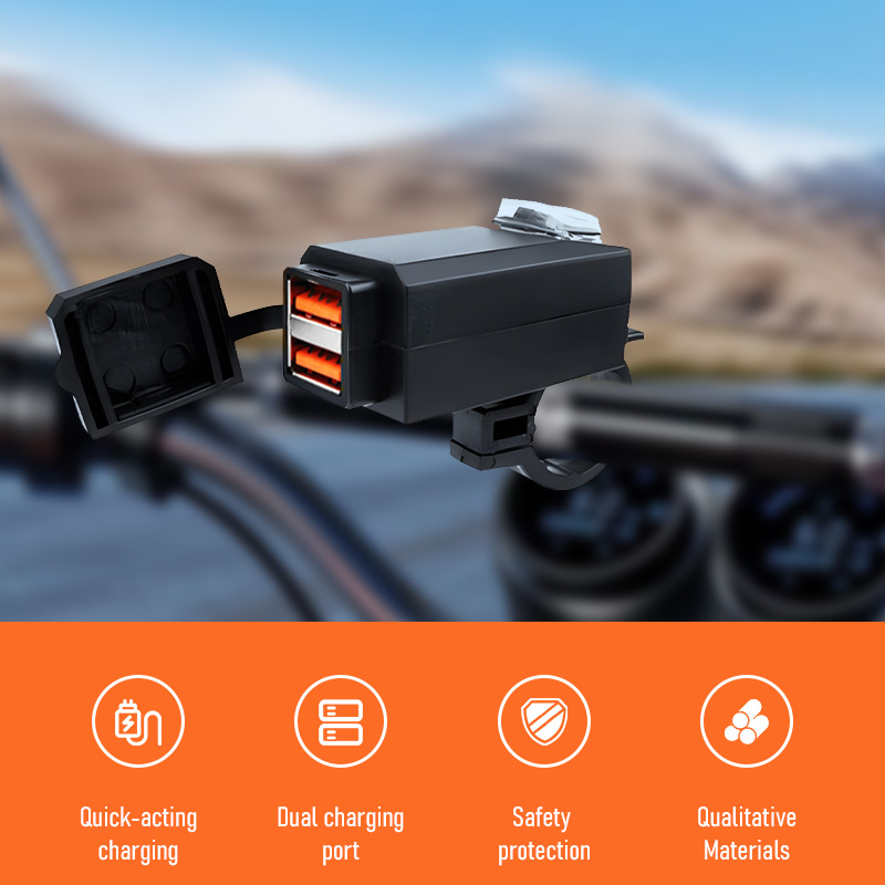Waterproof Dual USB Motorcycle Charger, Universal Power Adapter for Phones, Quick Change