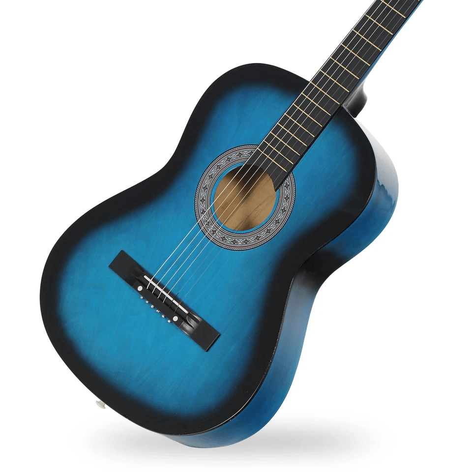 Blue Beginner Acoustic Guitar Bundle w/ Case, Tuner, Strap, Extra Strings
