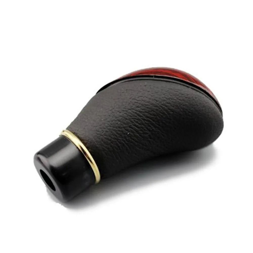 Universal Car Shift Knob – Wooden & PU Leather 5-Speed Lever – High-Yield Automotive Interaction Hub