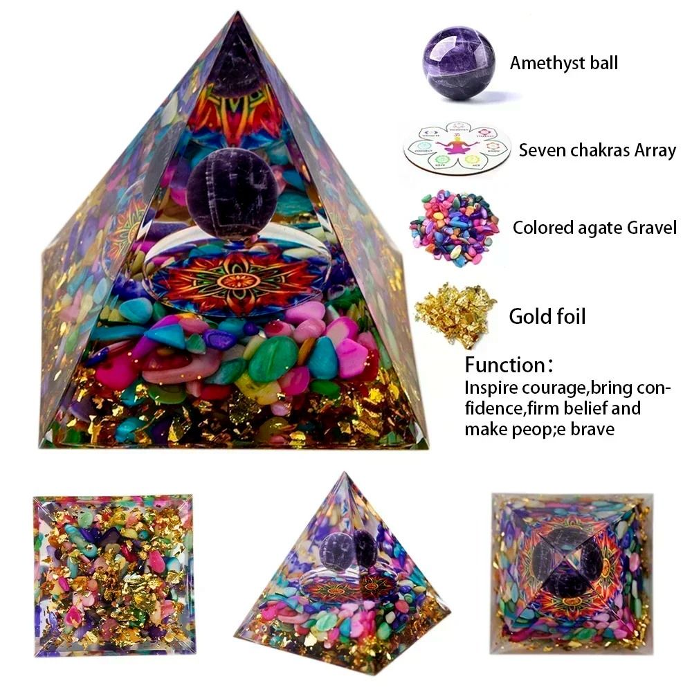 Natural Crystal Energy Pyramid Peridot Amethyst