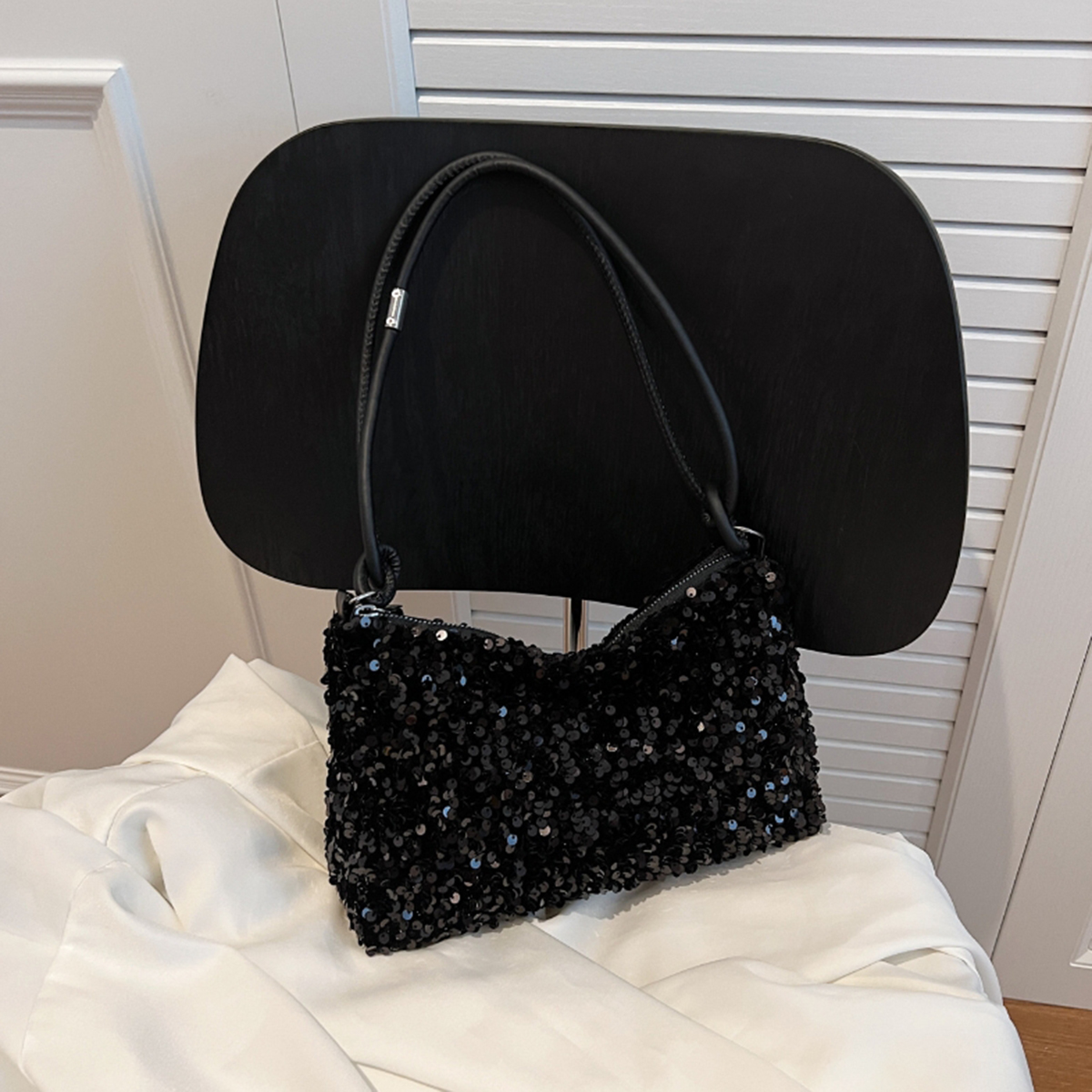 Casual Chic Design Black Spice Glitter Underarm Bag, Stylish Crossbody Shoulder Bag