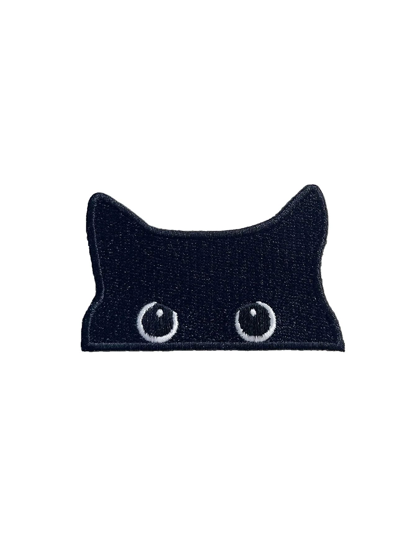 Embroidered Black Cat Iron On Patch for Clothing, Cute Jacket & Jeans Decoration