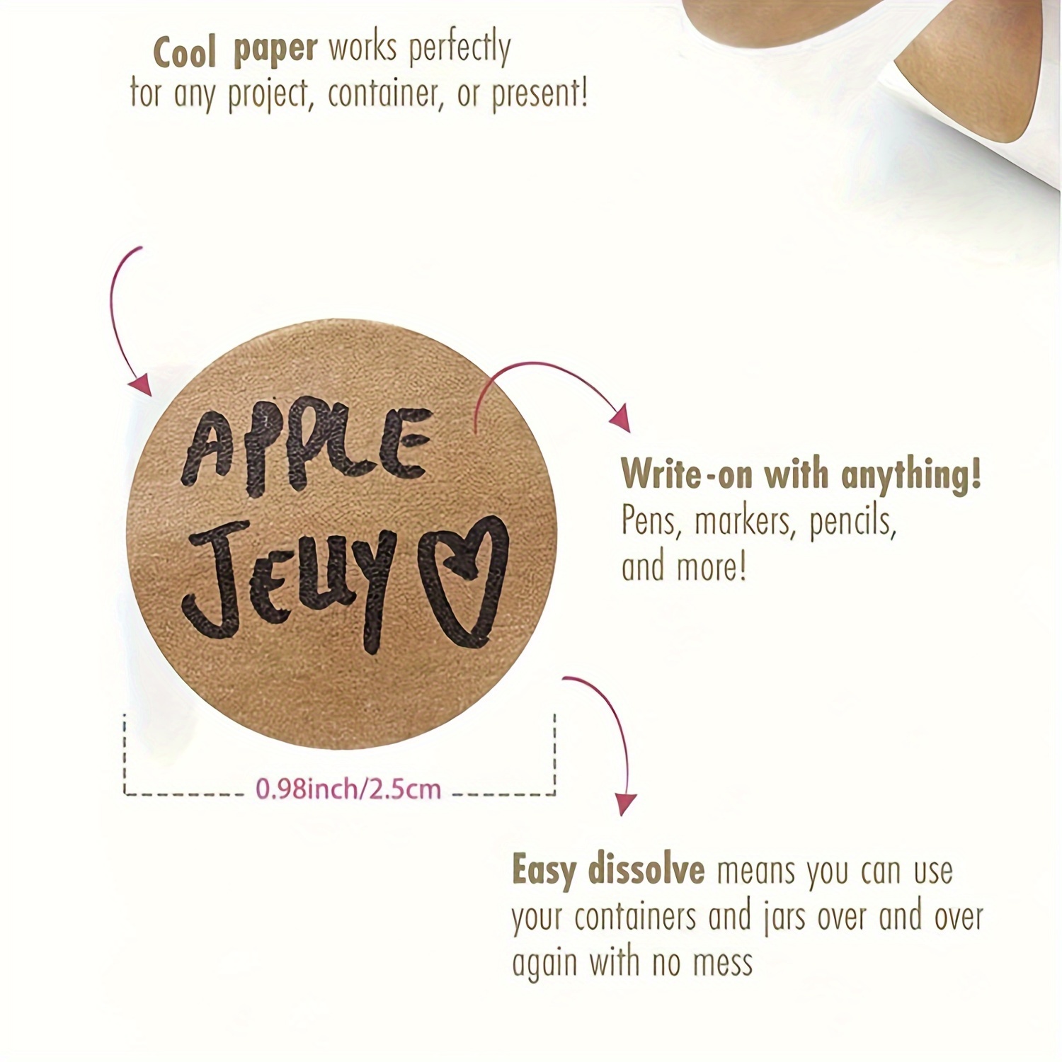 Personalized Kraft Paper Circular Self-adhesive Labels, Convenient Project Classification Name Stickers