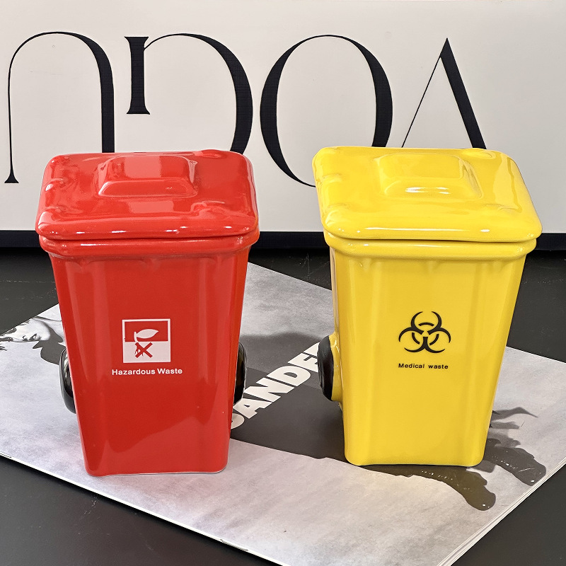 Creative Ceramic 3D Recycling Bin Mug, Trash Can Modeling Cup, Personality Funny Coffee Cup