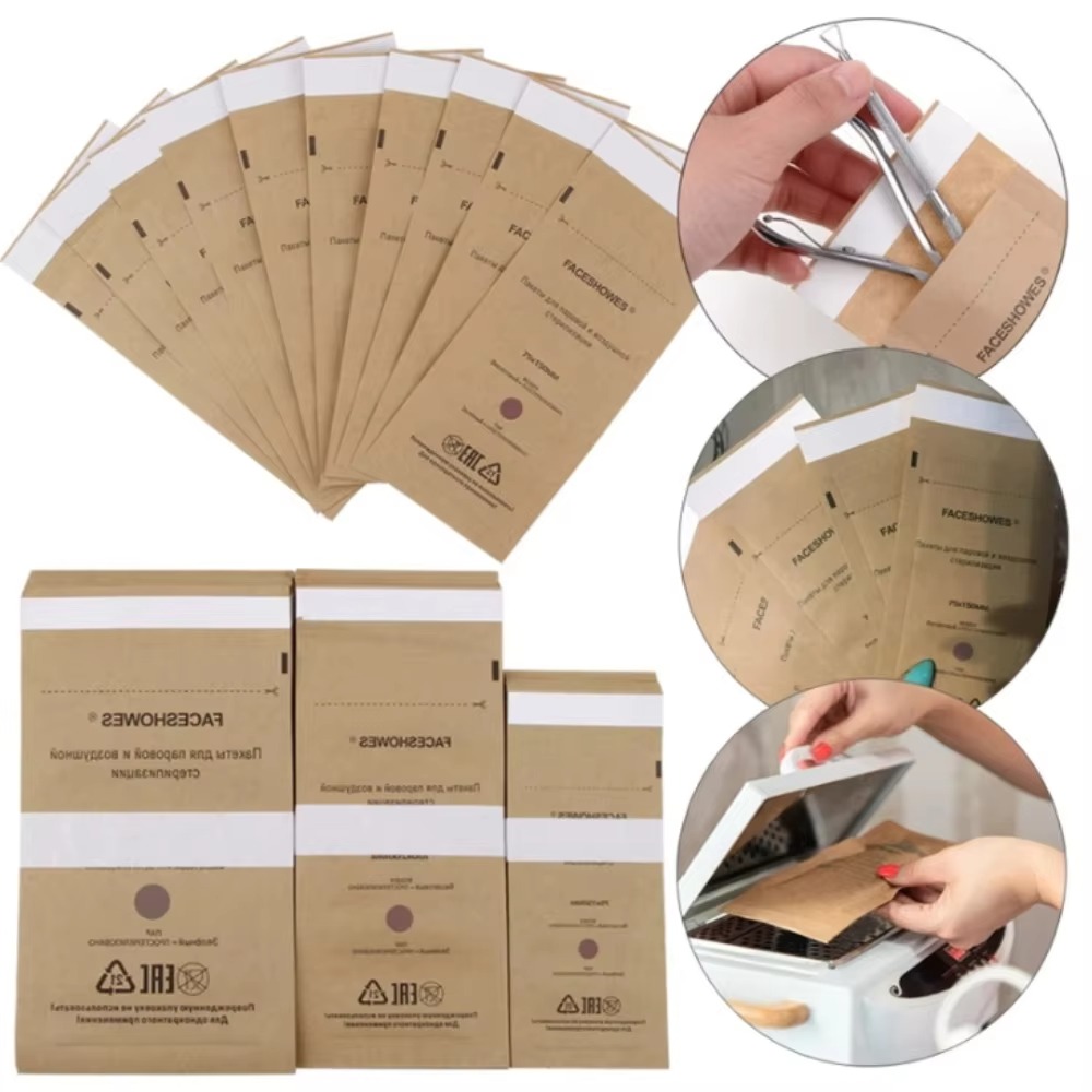 Nail Sterilizer Bags for Manicure – Disposable Nail Art Sterilization & Disinfection Tool, Kraft Bag for Clean and Safe
