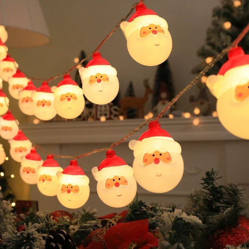 4.9 ft Santa Claus LED String Lights – Battery Powered Christmas Fairy Garland Decoration