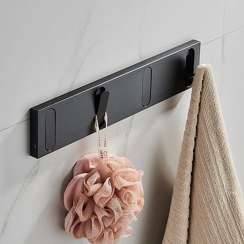 FlexHide Invisible Folding Wall Hooks – Space Aluminum Self-Closing Coat & Towel Hanger