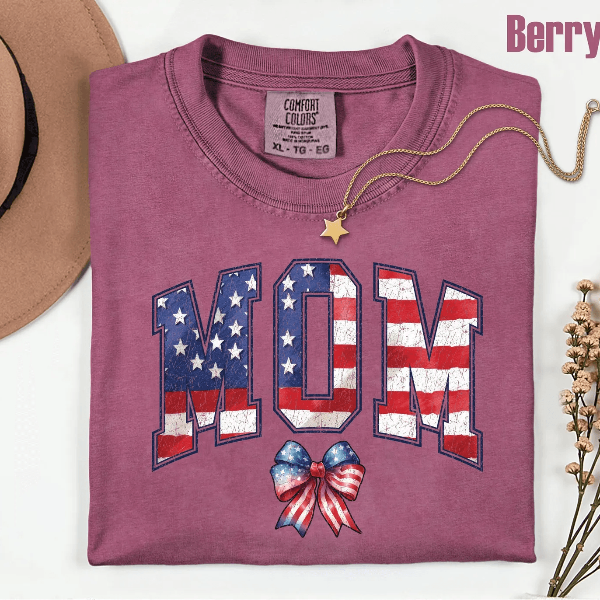 Comfort Colors Patriotic Mom Shirt | American Flag USA Mom Fourth of July Tee