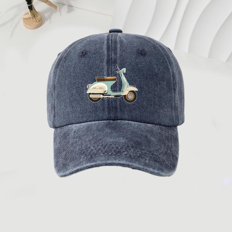 City Style Motorcycle Pattern Baseball Cap, Fashionable Travel and Sun Protection Hat, Simple Versatile Casual Wear