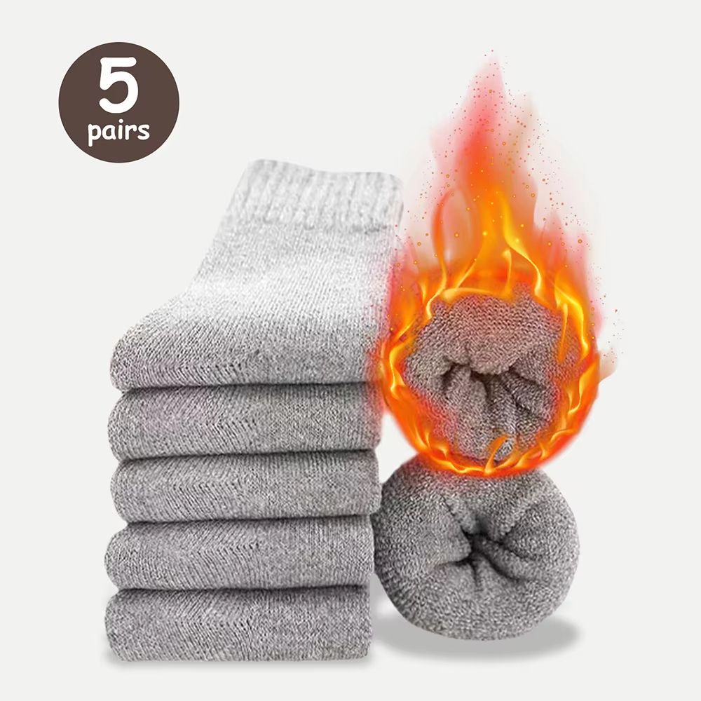 Men's Thick Thermal Socks Mid Calf Warm Cushion Boot Socks 3 to 5 Pairs