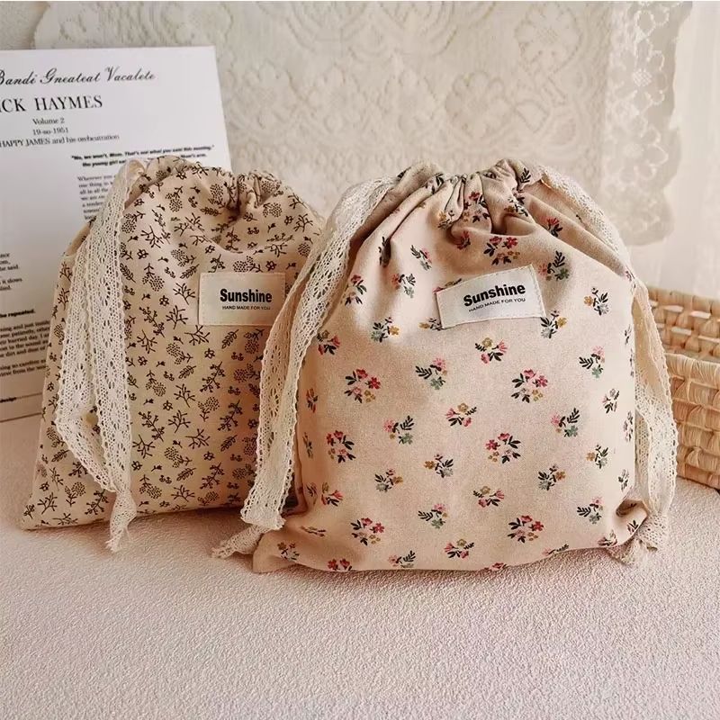 Floral Print Cotton Mommy Diaper Bag with Stroller Carry Pack