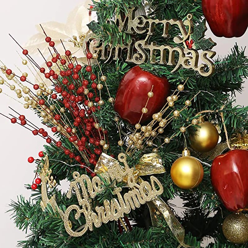 12pcs Gold Christmas Decorative Berry Stem | DIY Wreath, Tree Decor, Holiday Crafts & Gifts