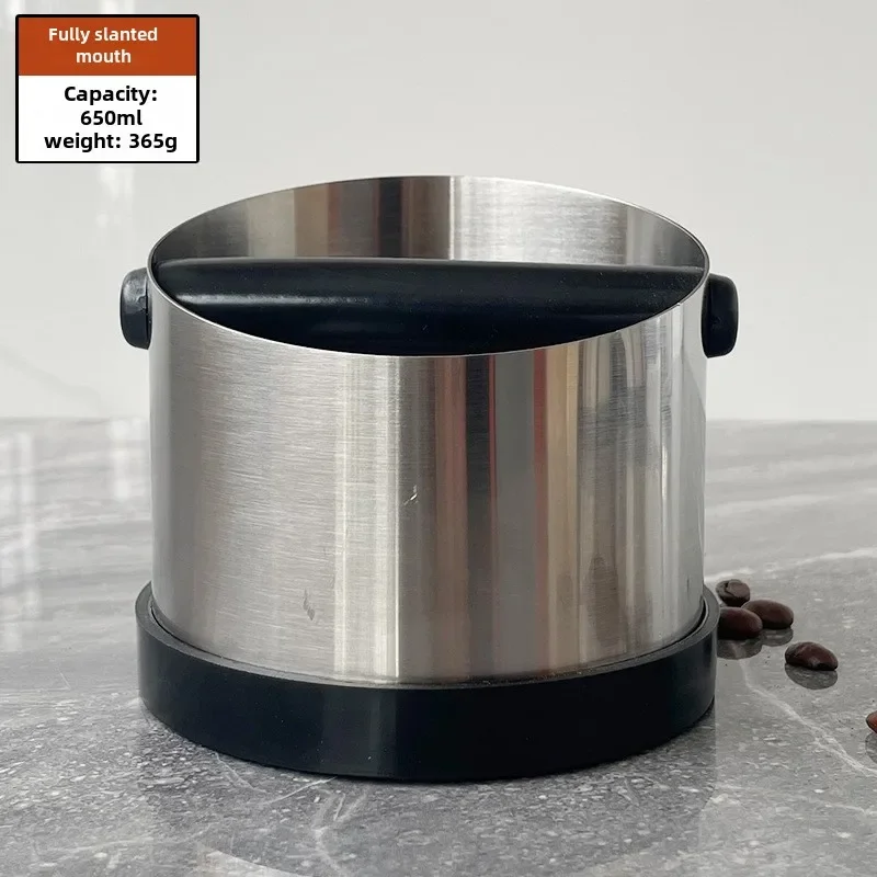 Espresso Coffee Knock Box with Non-Slip Rubber Ring, Durable Stainless Steel Ground Bin for Effortless Cleaning