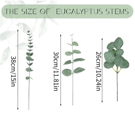 EverGreen Bulk Eucalyptus Stems Set – Mixed Silver Dollar Artificial Leaves (30/60/120PCS)